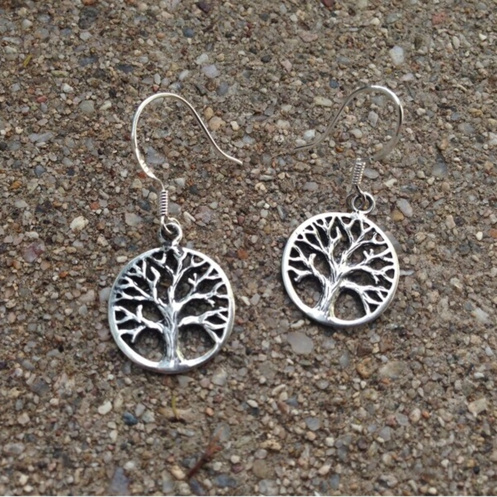 New Woman’s 925 Sterling Silver Tree Of Life Boho Handmade Drop Dangle Earrings - Picture 14 of 16